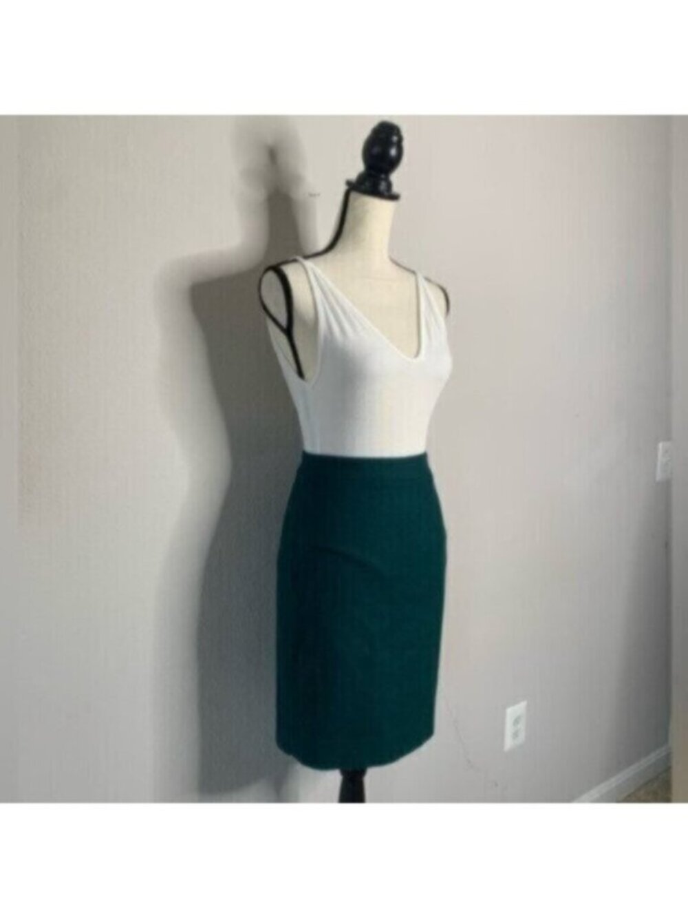 J. Crew Forrest Green Wool Blend Mini Pencil Skirt View 3